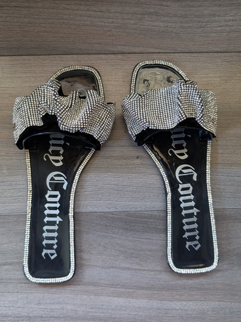 Juicy Couture Silver Crystal Slide Sandals